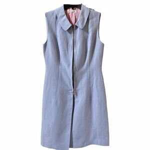 Tahari Zipped Wrap Sleeveless Collared Linen Dress